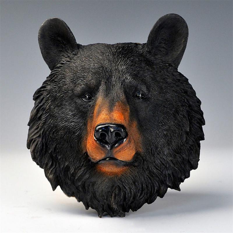 Simulation Tierkopf Ornament Harz Lebensecht Innendekoration Dekoration Statue Bärenkopf Tierkopf Wanddekoration
