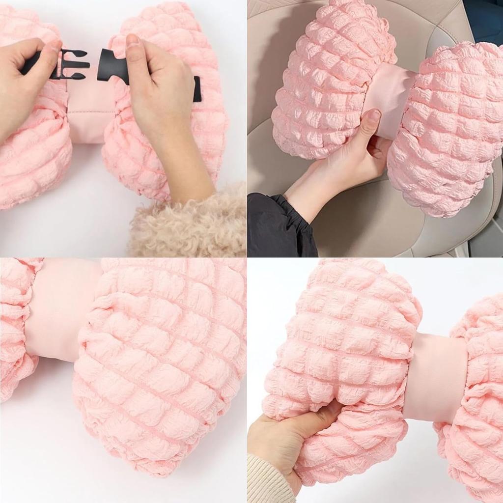 Car Interior Decoration Pillow Soft Pink Car Neck Pillow Headrest Lumbar Support Cartoon Bowknot Waist Pillow Comfort