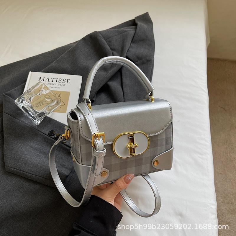 

Women s bag new printed fashion trend messenger bag retro versatile square grid shoulder handbag small satchel