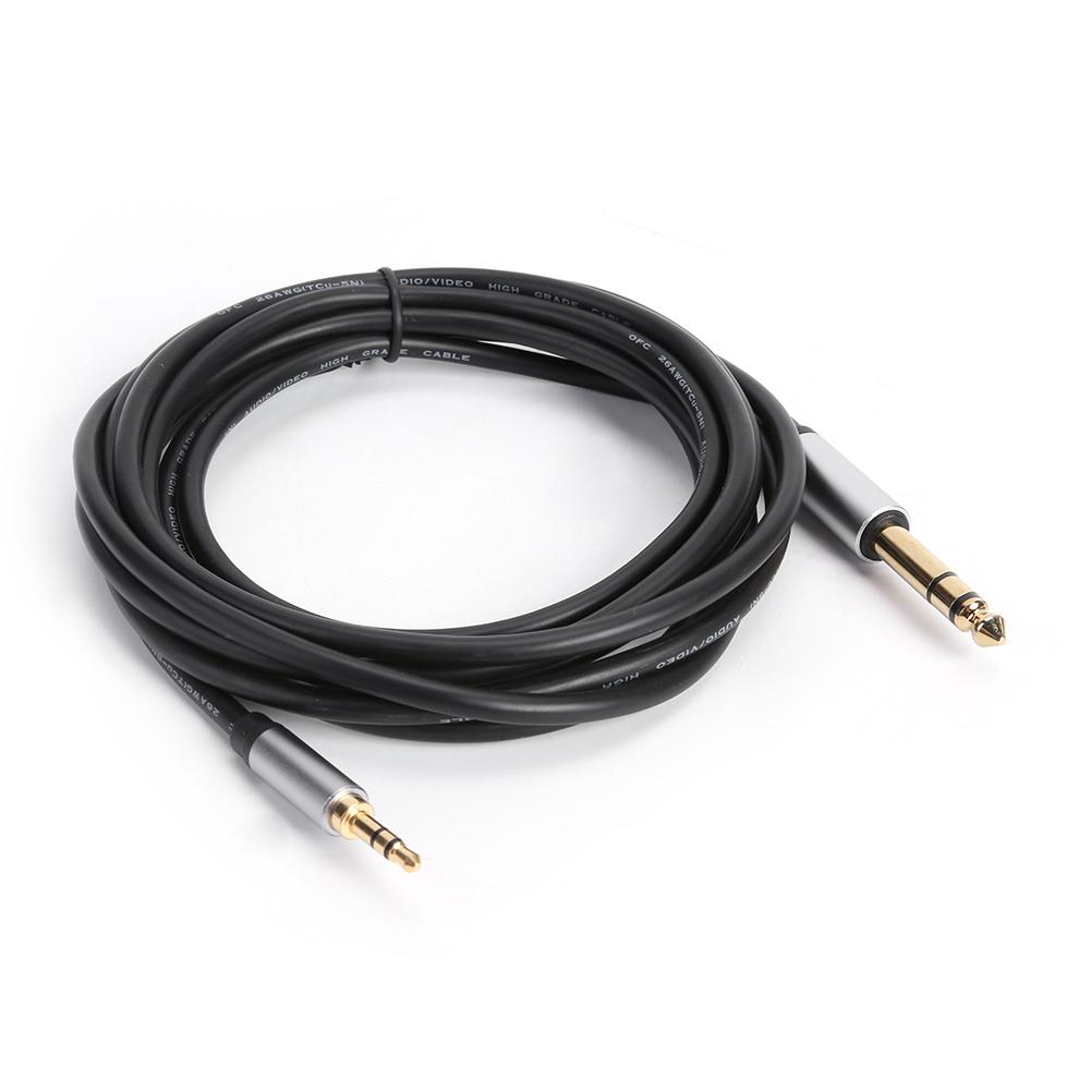Black 3.5mm Jack Male to 6.35mm Plug Male TRS Headphone Adapter Converter Cable  Alloy Oxide Shell Beautiful and
