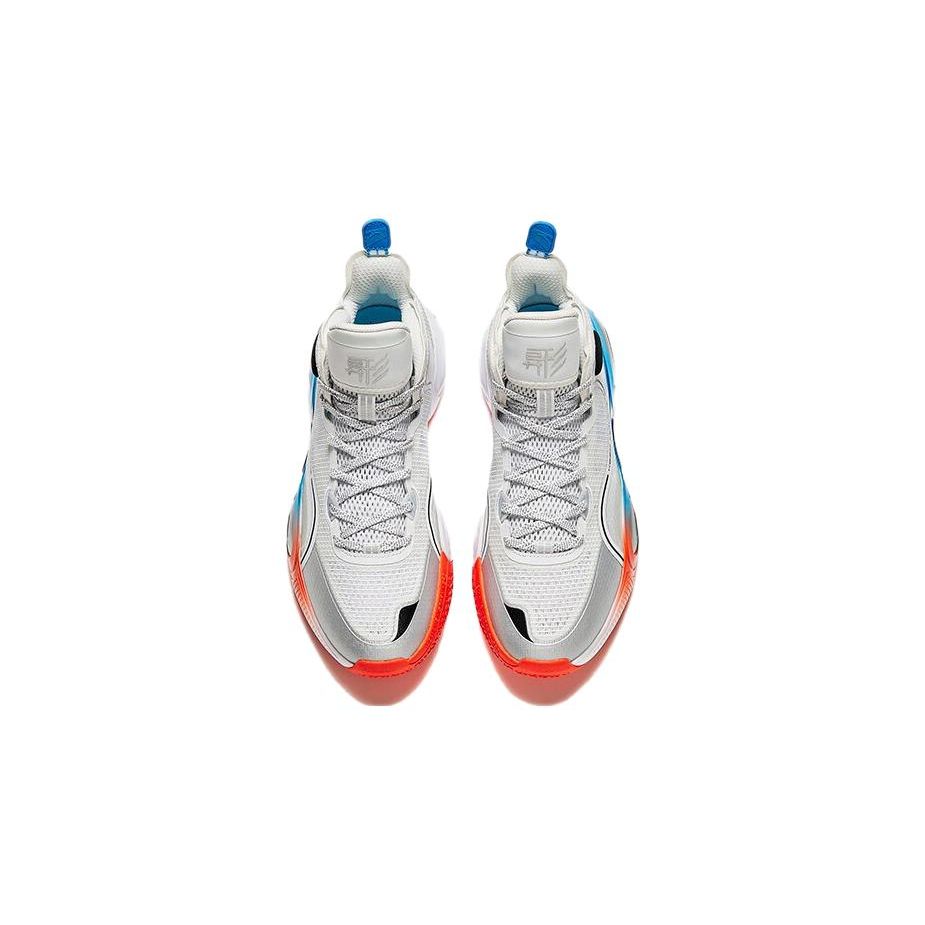 Anta Zapatillas de Baloncesto de Caña Alta para Niños con Pomo Redondo, Absorción de Impactos, Resistentes al Desgaste, Plateadas Negras T12331190R-2