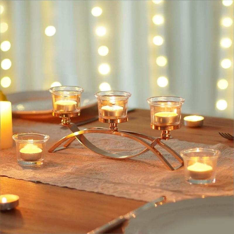 Candlestick Holders Iron Metal Taper Candle Holders Decorative Candle Stands 3 Arm Candelabra for Home Decorations