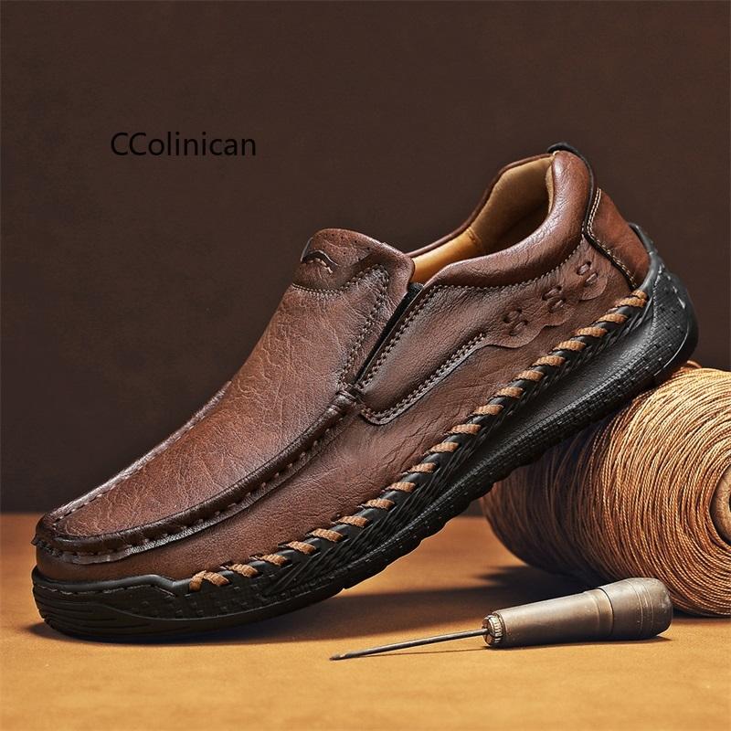 

Outdoor Casual Cow Leather Business Men Slip Flats Comfy Walking Loafers Leisure Walk Man Treking Footwear Trainers 38 коричневый