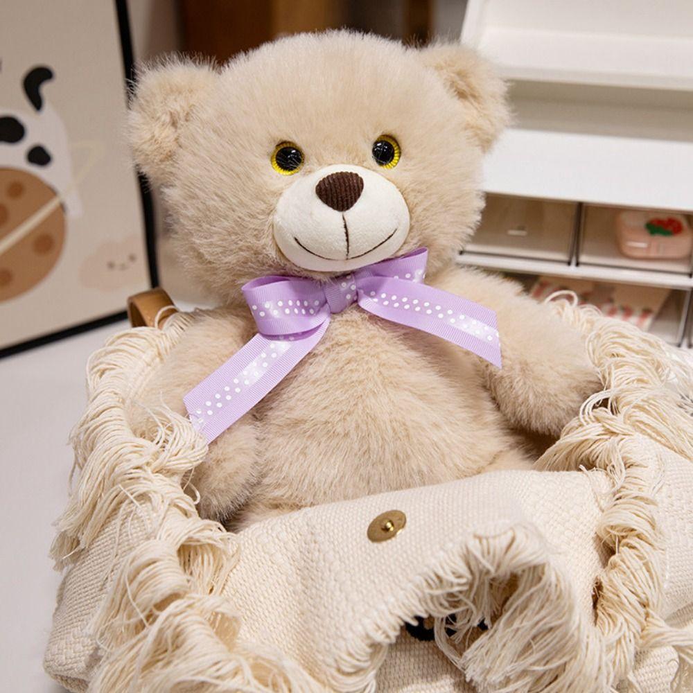 3D Eyes Plush Bear Doll Couple Bears Stuffed Animal Pillow Bow Bear Plush Toys Children Girls Boys