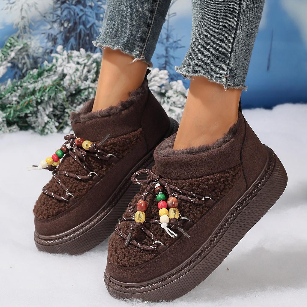 2025 Autumn and Winter New European and American Large-size Straps Thick-soled Snow Boots Warm and Thickened Fashion Snow Boots Foreign Trade
