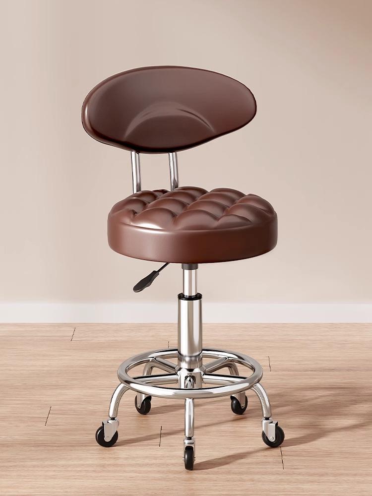 Modern Minimalist Beauty Stool, Adjustable Mobile Hairdressing Chair, Comfortable Cushioned Backrest Seat, Salon Barber Stool