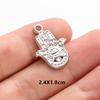 6pcs Evil Blue Eye Charm Dark Blue Heart Moon Eyes Pendant Rhinestone Stainless Steel Charm For Jewelry Making Necklace Keychain