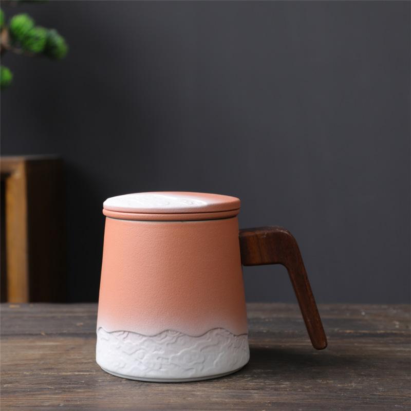 Business Gifts Ceramic With Lid And Filter Office Tea Cup With Hand Gift Tea Separation Gift Box