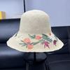 Foldable Fine Grass Crochet Colorful Flower Fisherman Hat Children Summer Seaside Vacation Big Eaves Sunscreen Straw Hat
