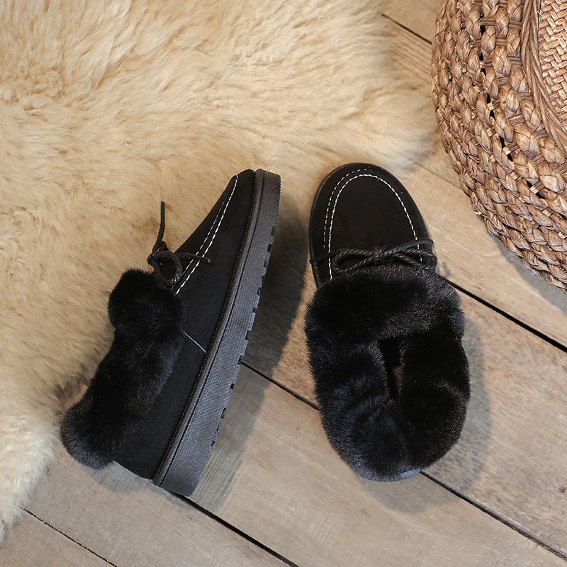 Fashion 2024 Winter Women Cotton Shoes Comfortable Plush Warm Snow Boots Ladies Casual Flat Short Boots Solid Color Furry Females Shoes