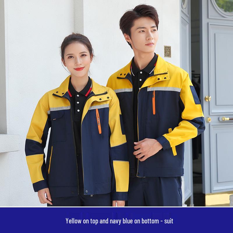 Men's Dirt-Resistant Reflective Workwear Set - Long Sleeve, Wear-Resistant for Autumn/Winter.