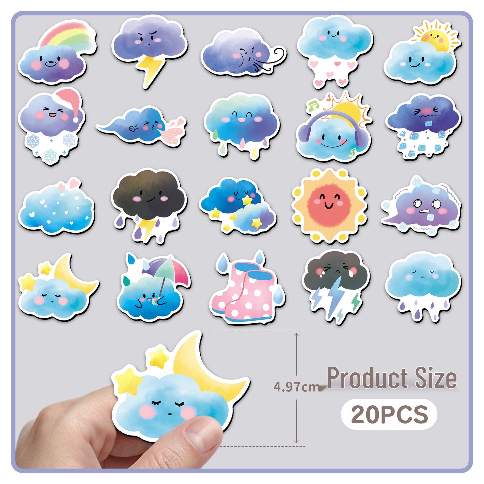 20-Piece Weather-Themed Cute Cartoon Magnetic Refrigerator Stickers: Sun, Clouds, Rain, and Sunny Day Moods. Waterproof and Creative! 5.5-8.5 CM