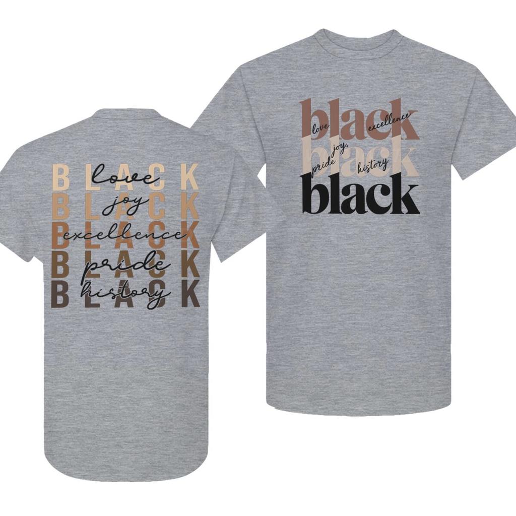 Black Excellence Pride History Print T Shirt Unisex Unisex Fashion Front Back Print Tees Inspirational Quote Juneteenth Tshirts