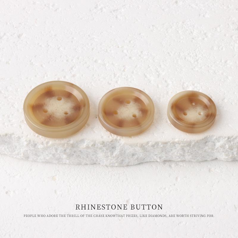 5pcs Resin Imitation Horn Pattern Button Coat Trench Coat Suit Buttons Sweater Jacket Three-Hole Decorative Buttons