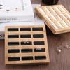 Ring Storage Holder Sturdy Construction Square Shape Smooth Edge Eco-Friendly Burr Free Decorative Wood 15 Slots Ring Display Showcase Organizer Tray