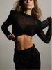 Autumn/Winter Solid Color Women's Hollow Knit Sweater - Casual Long-Sleeved Top