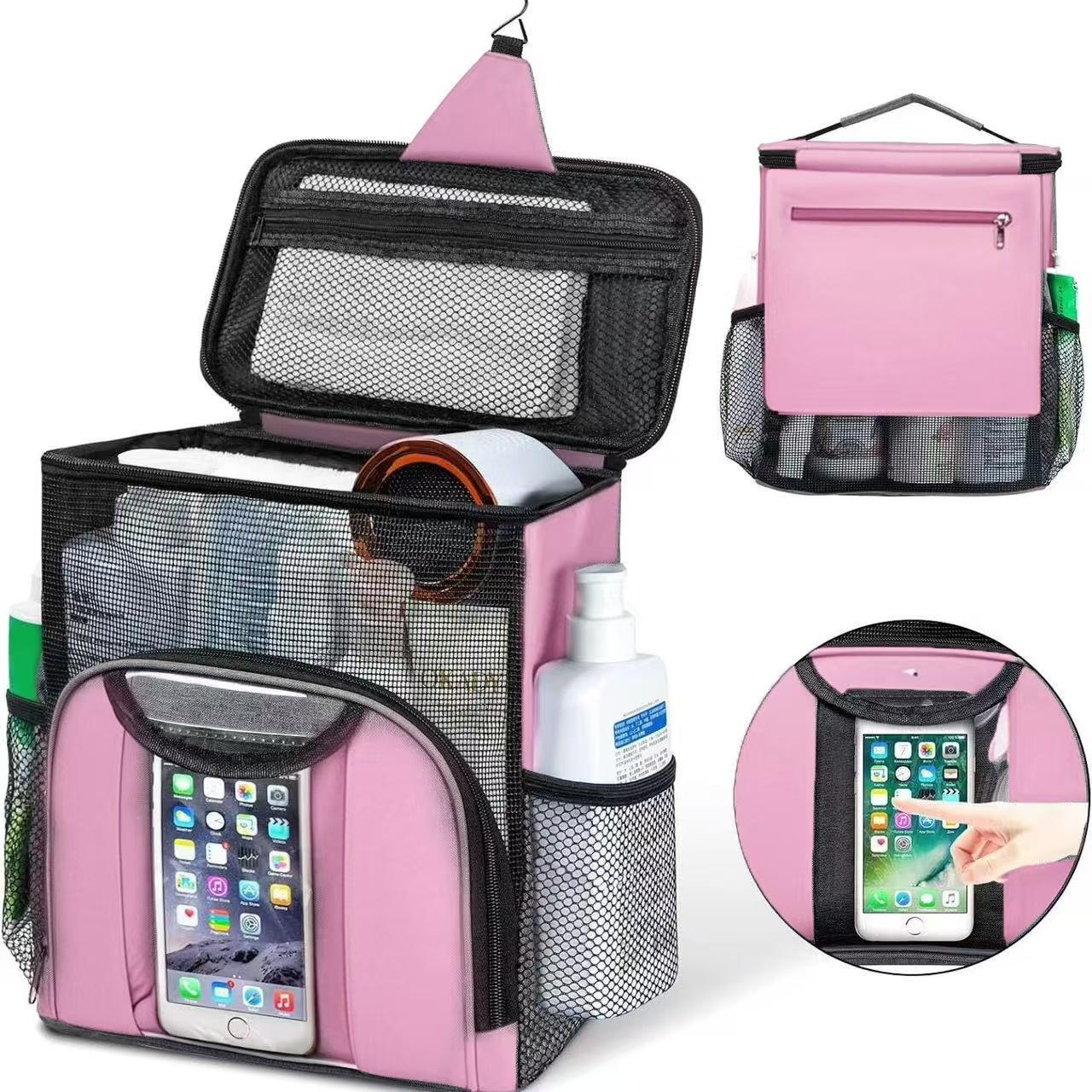 

Дорожная сумка для душа, переносная подвесная сумка для душа с крючком, водонепроницаемый органайзер для косметики, сумка для хранения большой емкости 28x15.5x26.5cm