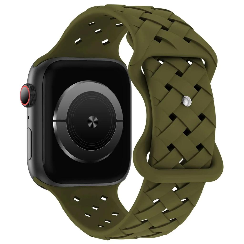 Silicone Strap for Apple Watch Band Ultra 2 49mm 46mm 45mm 44mm 42mm Sport Breathable Bracelet For IWatch Series 10 9 8 7 6 SE 5