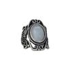 Retro inlaid imitation moonstone ring, hot-selling women's ring in Europe and America, geometric hollow engraved retro ring