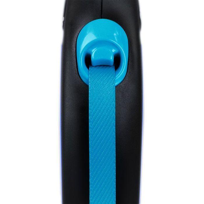 Laisse - Flexi - New Neon S Tape - 5 M - Noir/Bleu - Réfléchissante - Ultra-résistante