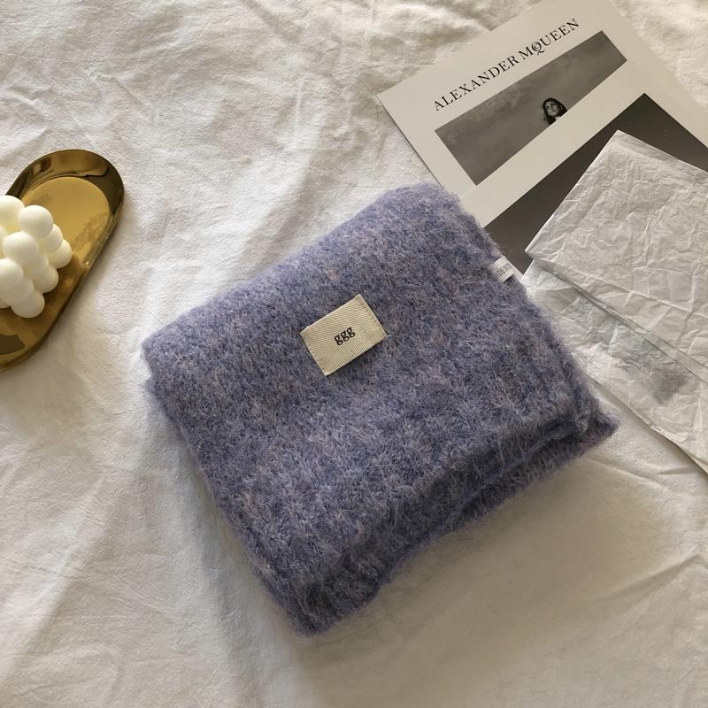 Fashion Pure Color Winter Warm Kniited Scarf for Women Korean Style Neckercheif Girls Skinny Cashmere Scarfs For Women