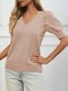 Dame striktrøje med pufærmer Kortærmet Afslappet Pullover Bluse til Forår Sommer