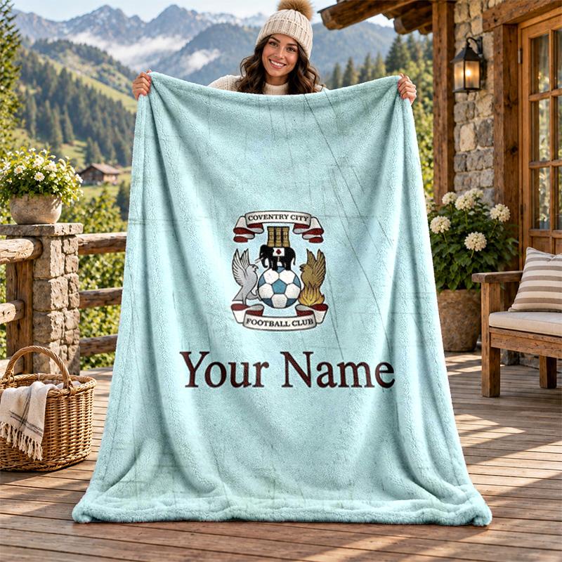 Coventry City F.C. Individualus pavadinimas flanelinis pledas, personalizuotas minkštas šiltas pliušinis pledas, pritaikyta dovana šeimai, draugams