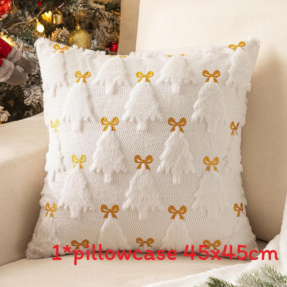 Christmas Plush Pillow Cover With Geometric Snowflake Design For Home Decor And Gift