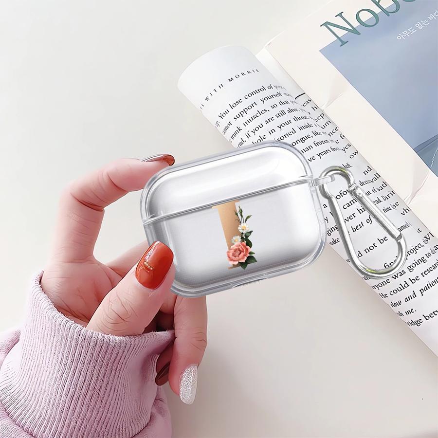 Clear Earphone Cases Cover Case For Airpods 4 1 Pro2 Pro3 Pro 3 2 Flower Name Letter I J