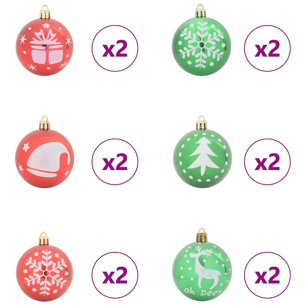 Christmas Ornament Set 40 pcs Red and Green Plastic