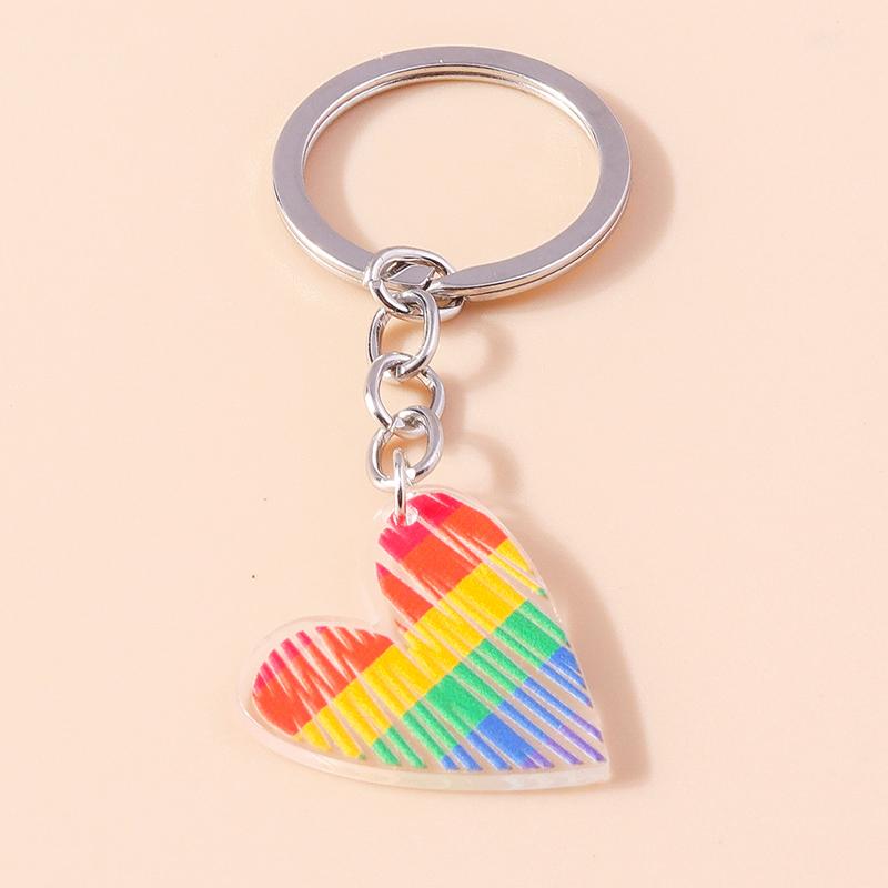 Cartoon Smile Rainbow Keychain Resin Key Rings Gifts for Women Men Car Key Chain Jewelry Bag Accessories