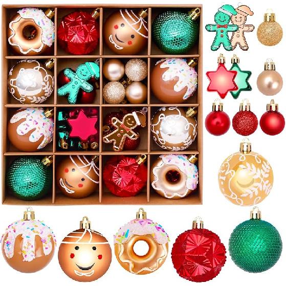 42 Pcs Various Styles of Christmas Ball Ornaments, Shatterproof Christmas Balls for Holiday Xmas Tree Decor, Hanging Ornament for Indoor Decoration