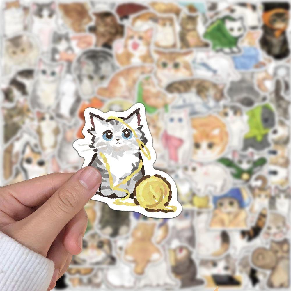 50 Creative Cat Cartoon Stickers Set for DIY Phone Case & Notebook Decoration.