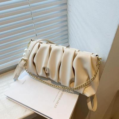 New Premium Light-colored Cloud Bag Substitute Soft Leather Shoulder Underarm Bag Pleated Women's Bag