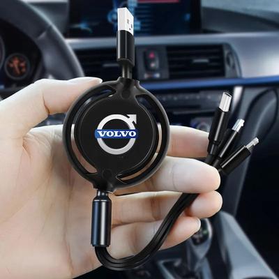 Car Interior 3 In 1 Micro USB Type C Fast Charging Cable For Volvo XC90 V90 V60 XC60 V40 S80 S60 S90 C40 XC40 V70 XC70 C30 C70 E