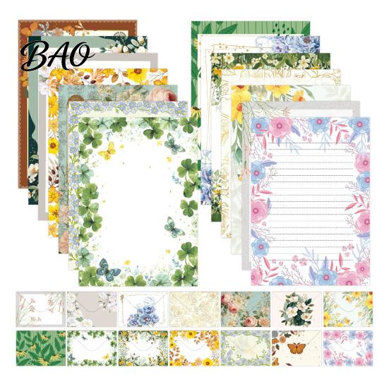 Vintage Letter Stationery 5Pcs Floral Butterfly Paper Envelope Set, Writing with Lined Pages, Kit for Letters, Greeting Messages, Journaling,