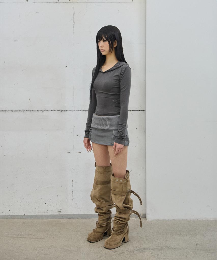 Sailpeulei Folded Knit Skirt Shorts / Charcoal