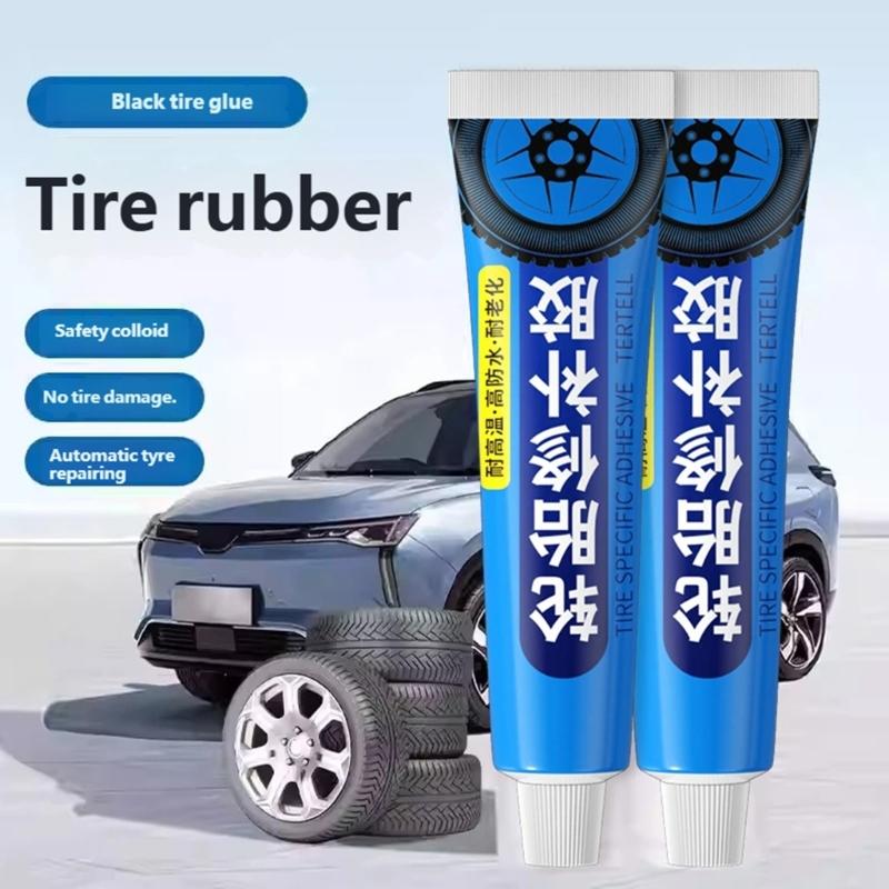 2Pc Professional Tire Patches Glues Rubber Sealant for Auto Bike Tubes with High Temperature Resistance Easy Application