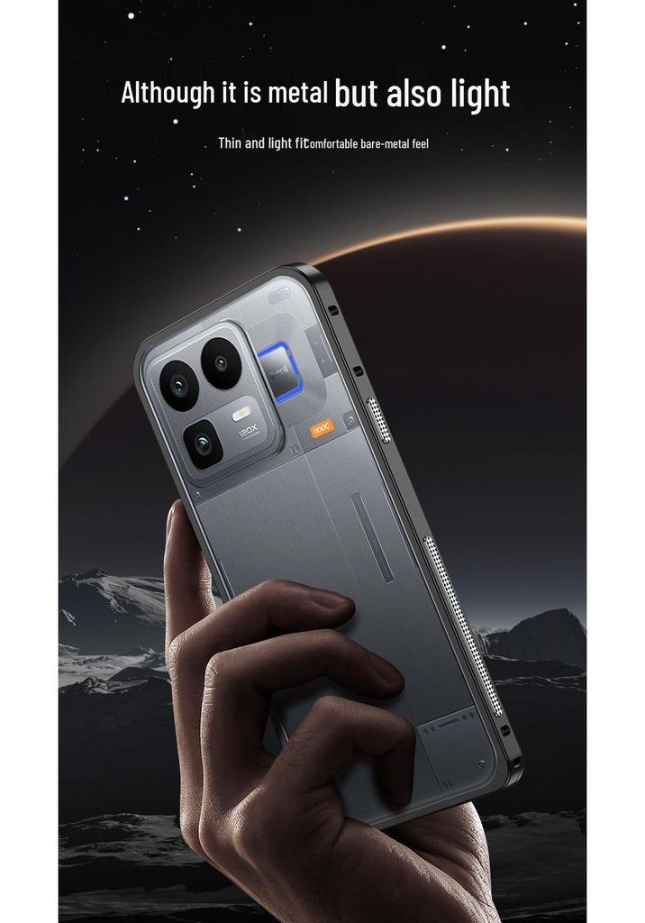 Crossing Exclusive: Metal Frame Phone Case with Seahorse Buckle for Realme Neo8, Features Heat-Dissipating Super Running Design
