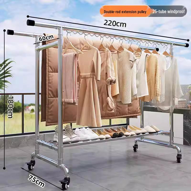 Floor-Standing Indoor Clothes Drying Rack for Bedroom and Balcony