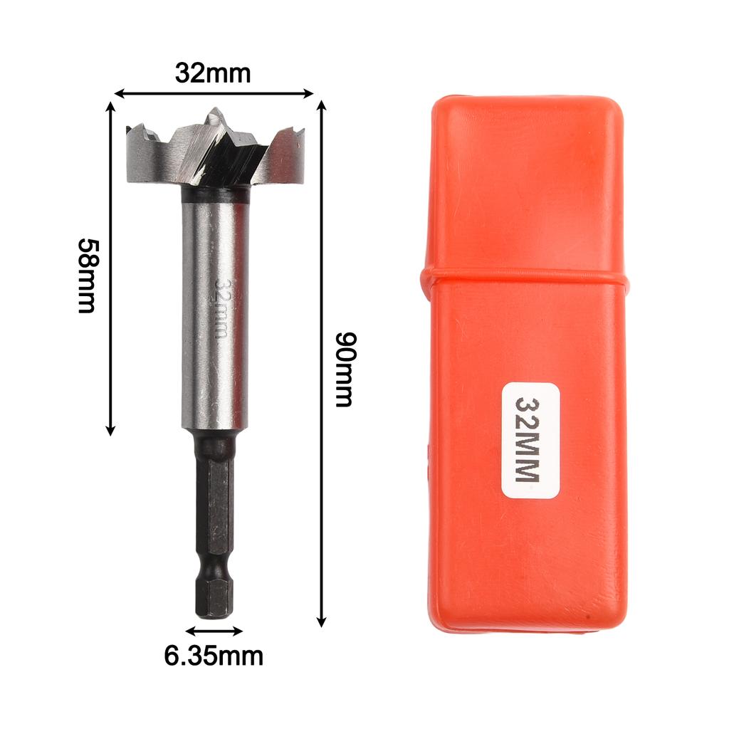 Hexagonal Shank Multi Tooth Flat Drill Bit 26mm-32mm Woodworking Hinge Boring Tool High Carbon Steel Silver