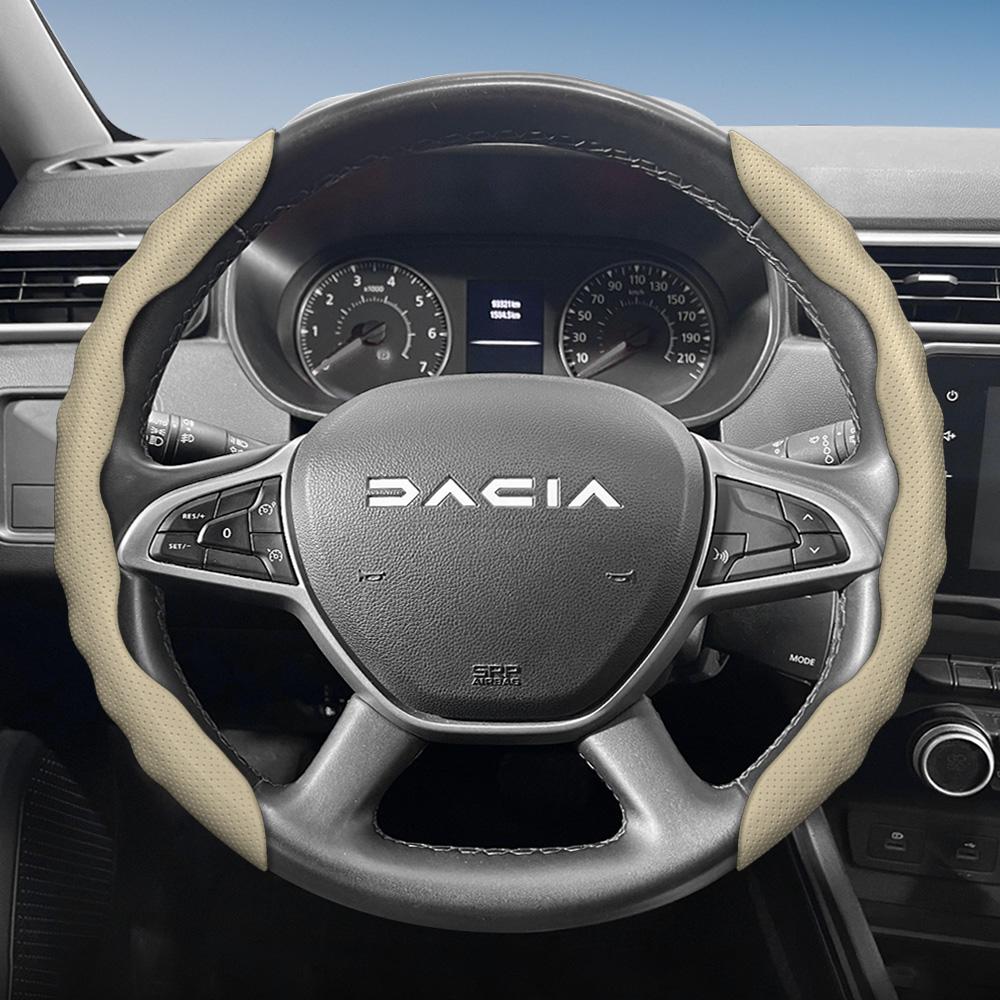Pasuje do pokrowca na kierownicę Dacia, Sportowy design w kształcie fali, Oddychająca skóra, Segmentowy antypoślizgowy pochłaniający pot pokrowiec ochronny dla San
