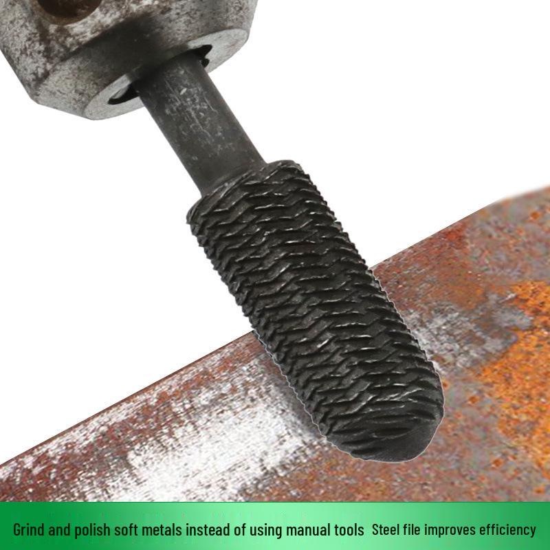 Rotary Steel File Set: 5-Piece Irregular Shape Grinding Heads for Soft Metals, Polishing, and Hole Enlargement