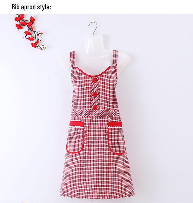 

Женский дышащий хлопковый жилет-фартук с лацканами - симпатичный, антимасляный кухонный модный suspenders малиновый