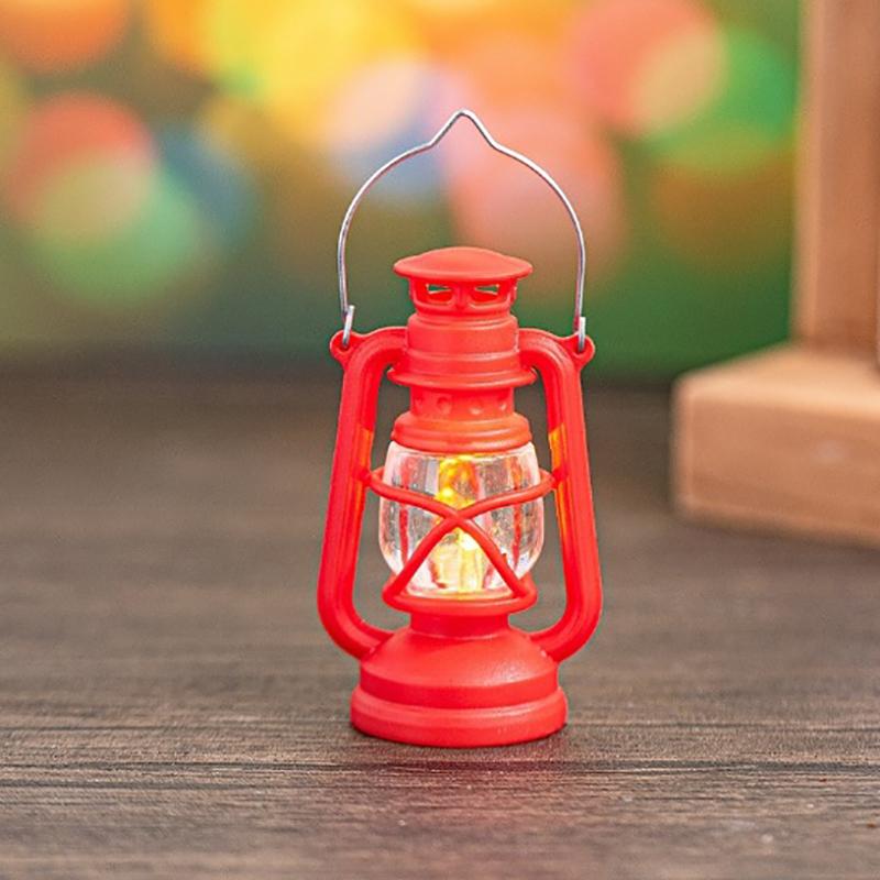 6cm Mini Led Retro Glowing Pony Lantern Simulation Cande Light Night Light Dollhouse Miniature Kerosene Lamp Home Decor Toy