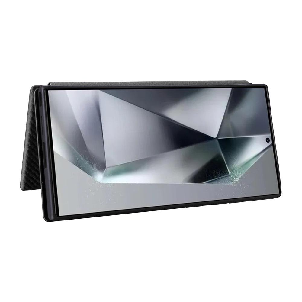 Samsung S24 Ultra Carbon Fiber Flip Leather Phone Case.