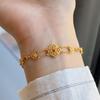 Classic hollow out palace style flower bracelets for women inlay south red round beads chain bangles Hanfu qipao