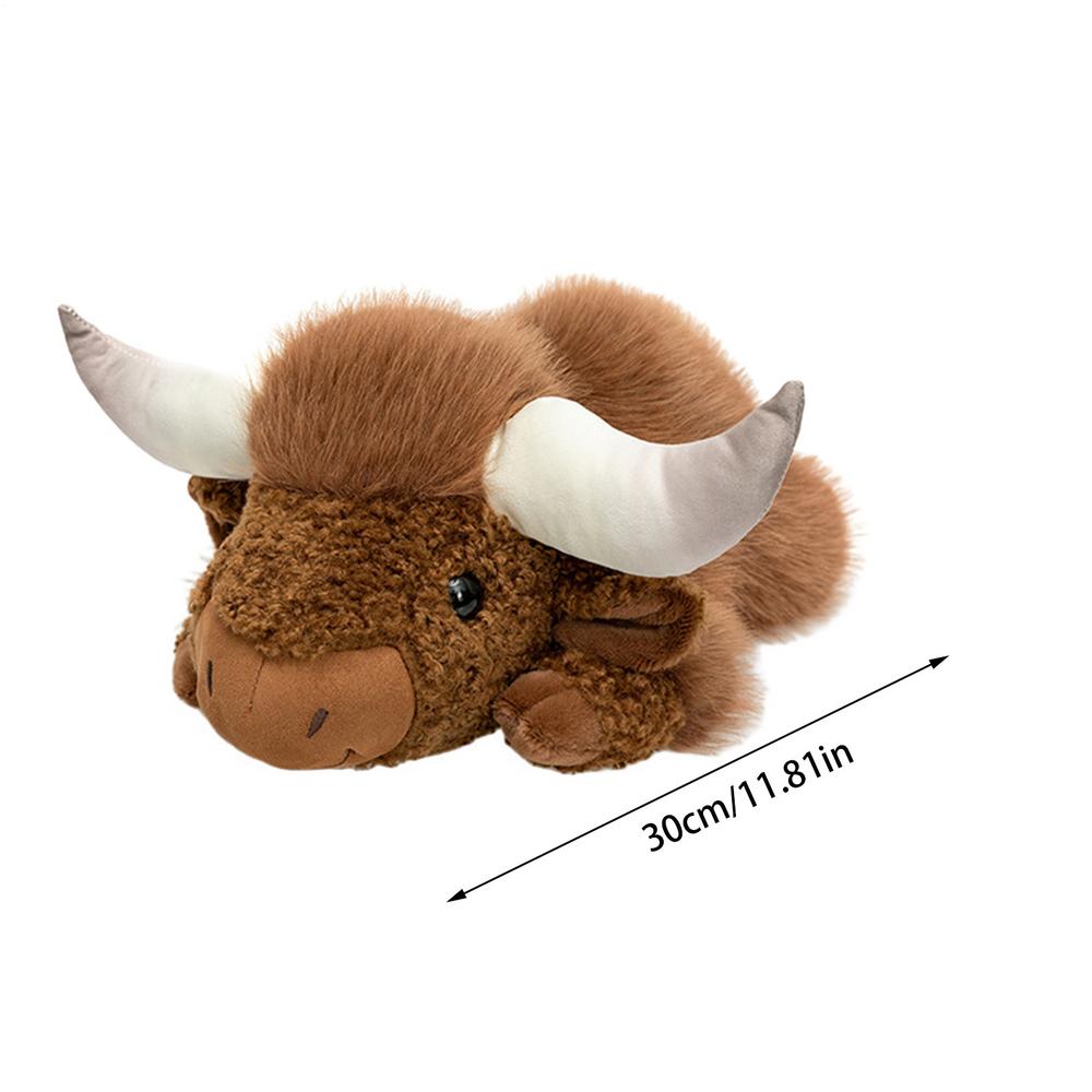 Cow Plush 11.81in Realistic Soft Weighted Toys Stuffed Pillow Lying Cattle Toy For Kids Adults Home Office Nursery Bedroom Car