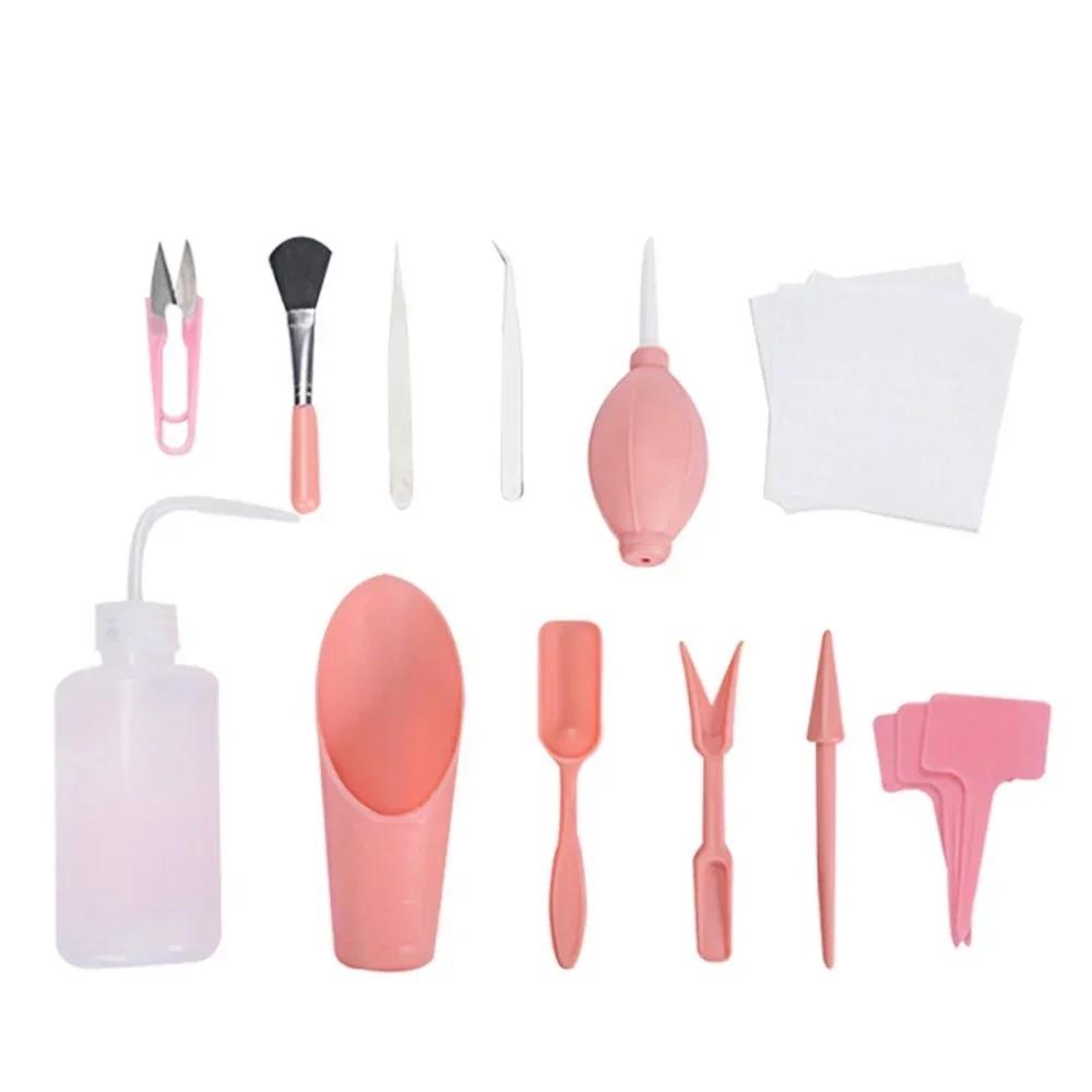 1 Set 16 Piece Transplanting Tools Mini Gardening Tool Kit Mini Fairy Garden Planting Gardening Hand Tool Set Gardening Tools розовый