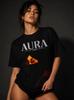 AURA 2026 Tour Diljit Dosanjh Silueta Facial Camiseta Negra Camiseta Gráfica y camiseta para niños